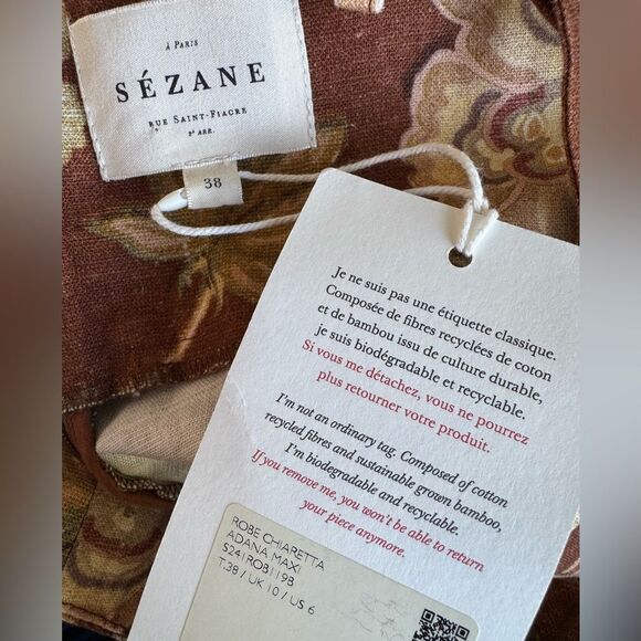 NWT SEZANE CHIARETTA Adana Linen blend Maxi DRESS - Picture 10 of 13